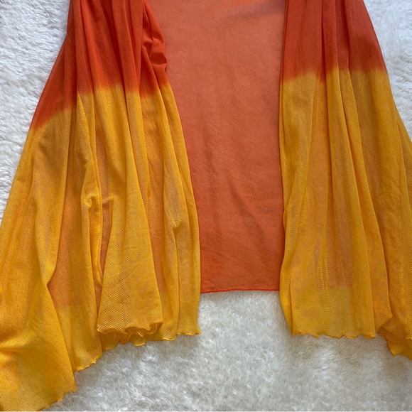 Ombré sunset mesh sleeveless cardigan shawl swimsuit coverup - Picture 3 of 4